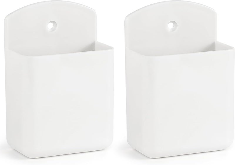 SIBRANT 2 Pcs Remote Control Holder Wall Mount, TV Controller Holder, Self Adhesive Remote Holder, Wall Pen Holder Storage Accessories for Home Office School (White) - Image 1